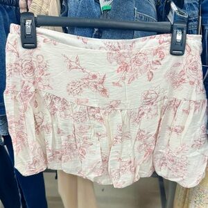 Love Tree Cream and Pink Floral Skirt